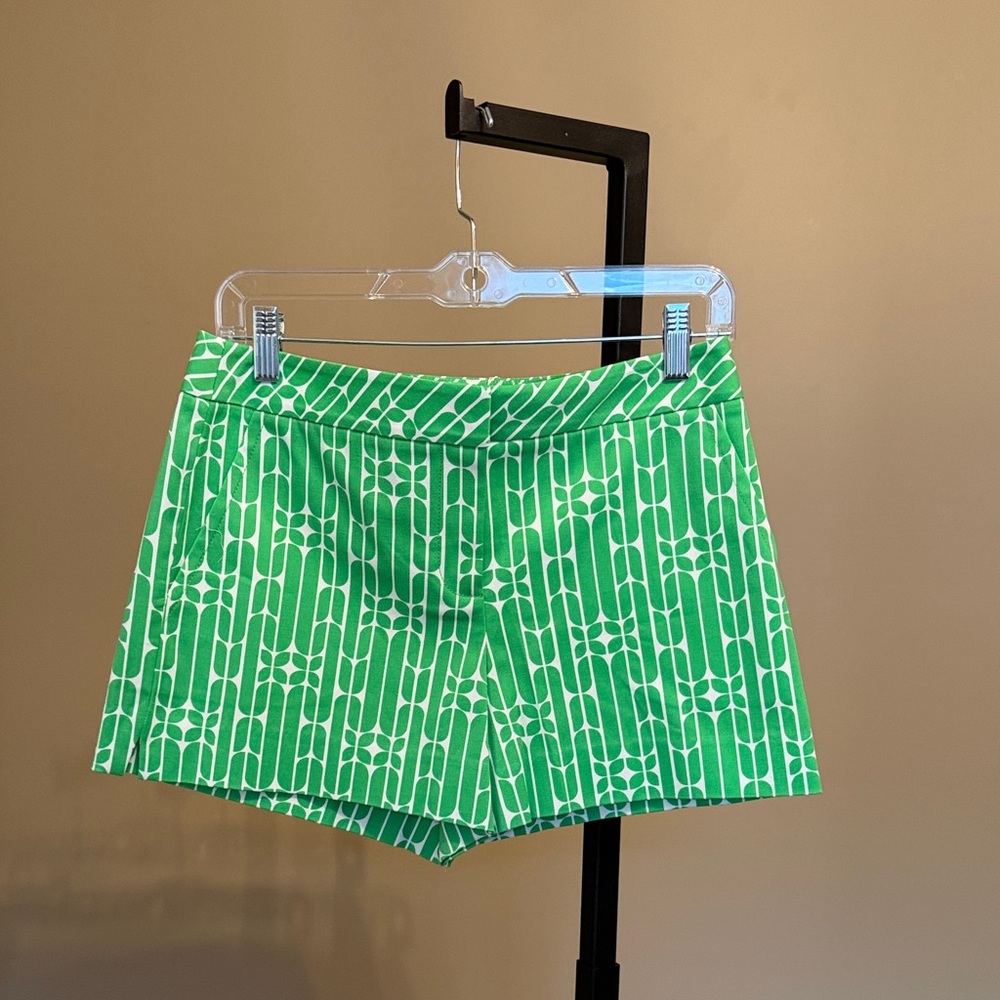 Trina Turk Vibrant Green Geometric High Waist Shorts